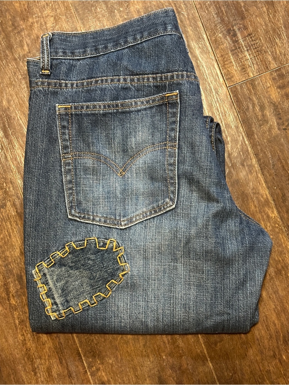 Levi's 505 Jeans with Denim Patches Straight Leg Women's 12